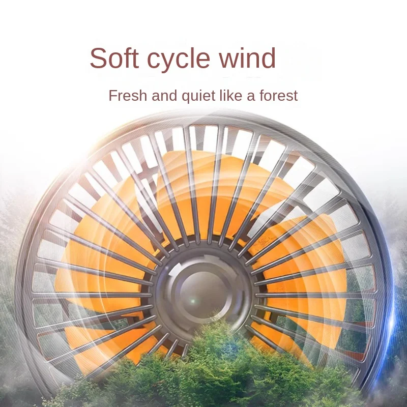 Close view of orange vehicle fan blades