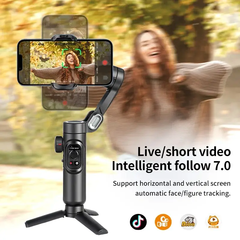 Smartphone gimbal demonstrating automatic subject tracking
